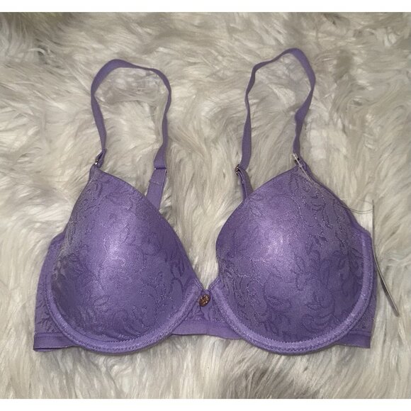 Natori 136059 Jacquard Contour T-Shirt Bra Lined Underwire Womens 32B Purple New - Picture 2 of 7